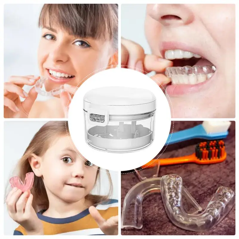 Orthodontic Mouth Guard Case Mouth Guard Orthodontic Retainer Bath Box Braces Retainer Cleaner Case With Drain Tray Removal Tool