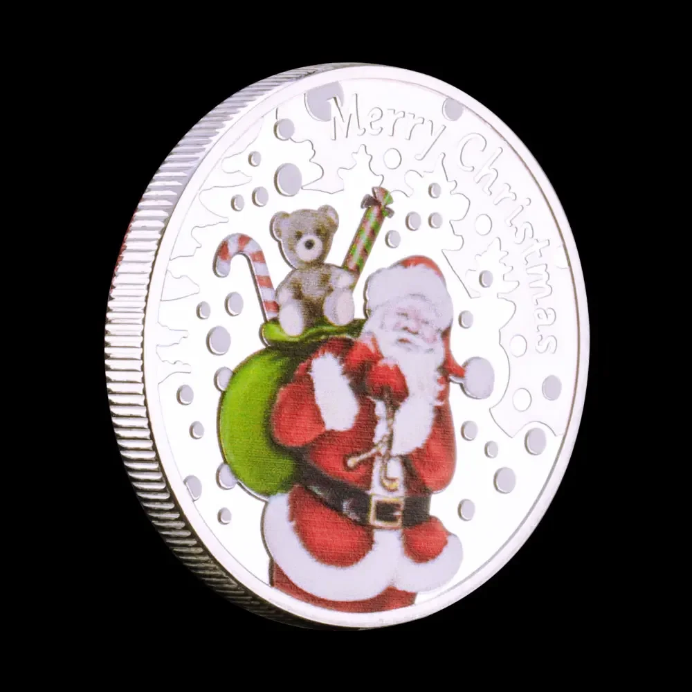 Merry Christmas Silvery Plated Souvenir Coin Creative Gift Santa Claus Commemorative Coins Excellent Gift for Kids