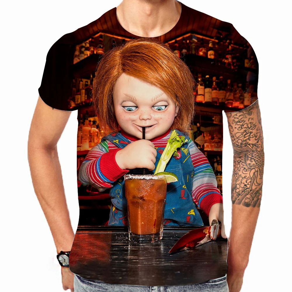 Chucky Doll Movie Child's Play Horror T-Shirts 3D Print Men Women Cool T Shirt Oversized Harajuku Y2k Tees Tops Kids Clothing