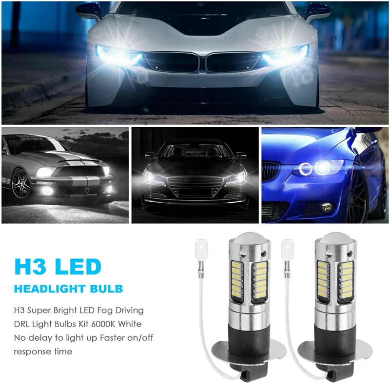 

12Pcs H3 Super Bright LED Fog Driving DRL Light Bulbs Kit 6000K White