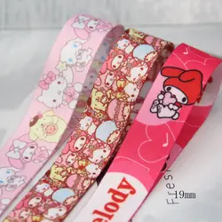 Sanrio Hello Kitty Ribbon 19mm Melody Catone Double Printed Girl's Bow Cell Phone Lanyard DIY Material Kettle Strap Rope