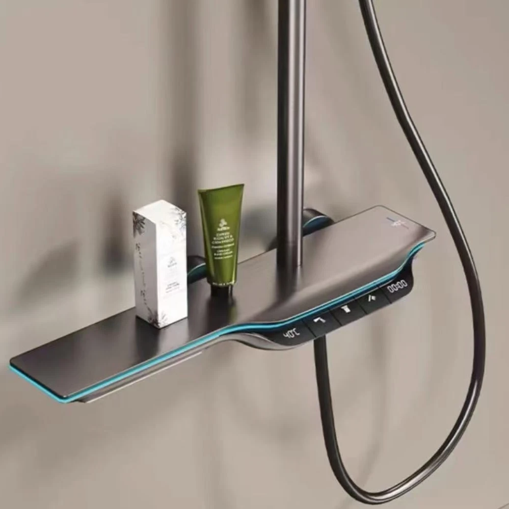 Thermostatic Shower System Intelligent Digital Bathroom Shower Faucet Set Temperature Display Rainlfall LED Digital Shower Sets