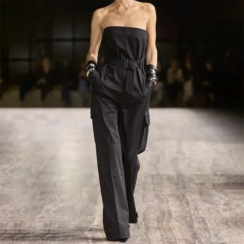 

jumpsuit women 2024 Summer New Korean Fashion Belt Slim Women's Pants Pure Cotton one pieces cargo pants elegant jumpsuit woman