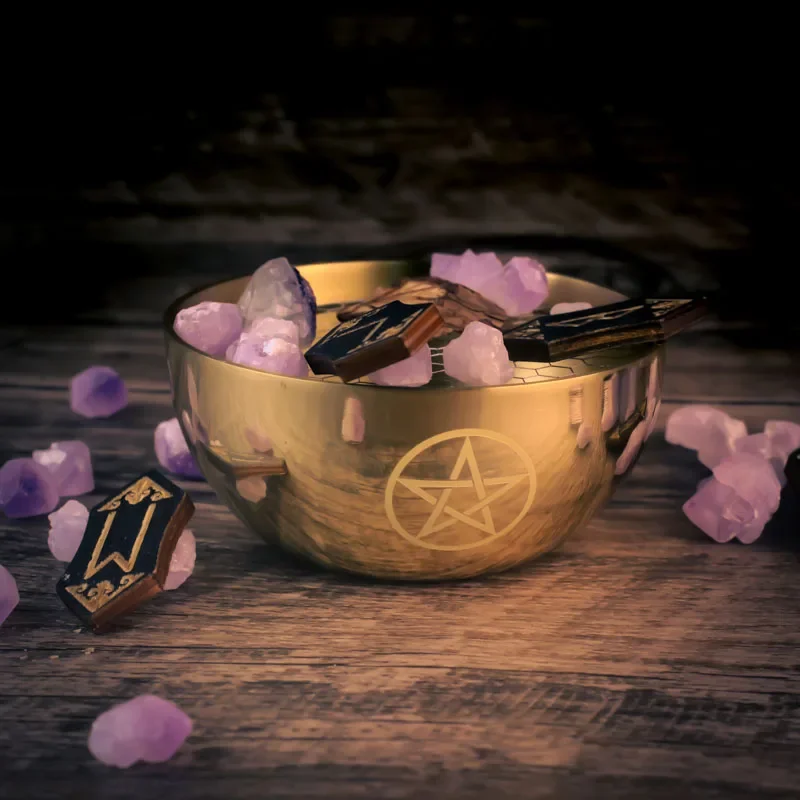 Pentagram Offering Bowl Altar Bowl Golden Tibet Ritual Bowls for Pagan Witchcraft Divination Wiccan Altar Tool fornasetti