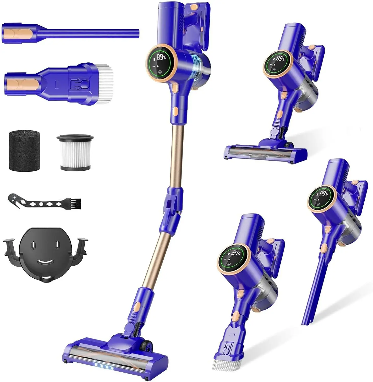 

180° Bendable Cordless Stick Vacuum, 8-in-1 Lightweight with LED Screen for Home Hard Floors and Low-Pile Carpets