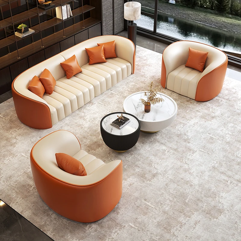Modern Beige Living Room Sofas Vintage Retro Luxury Lazy Living Room Sofas Boneless Leather Woonkamerbanken Furniture Home