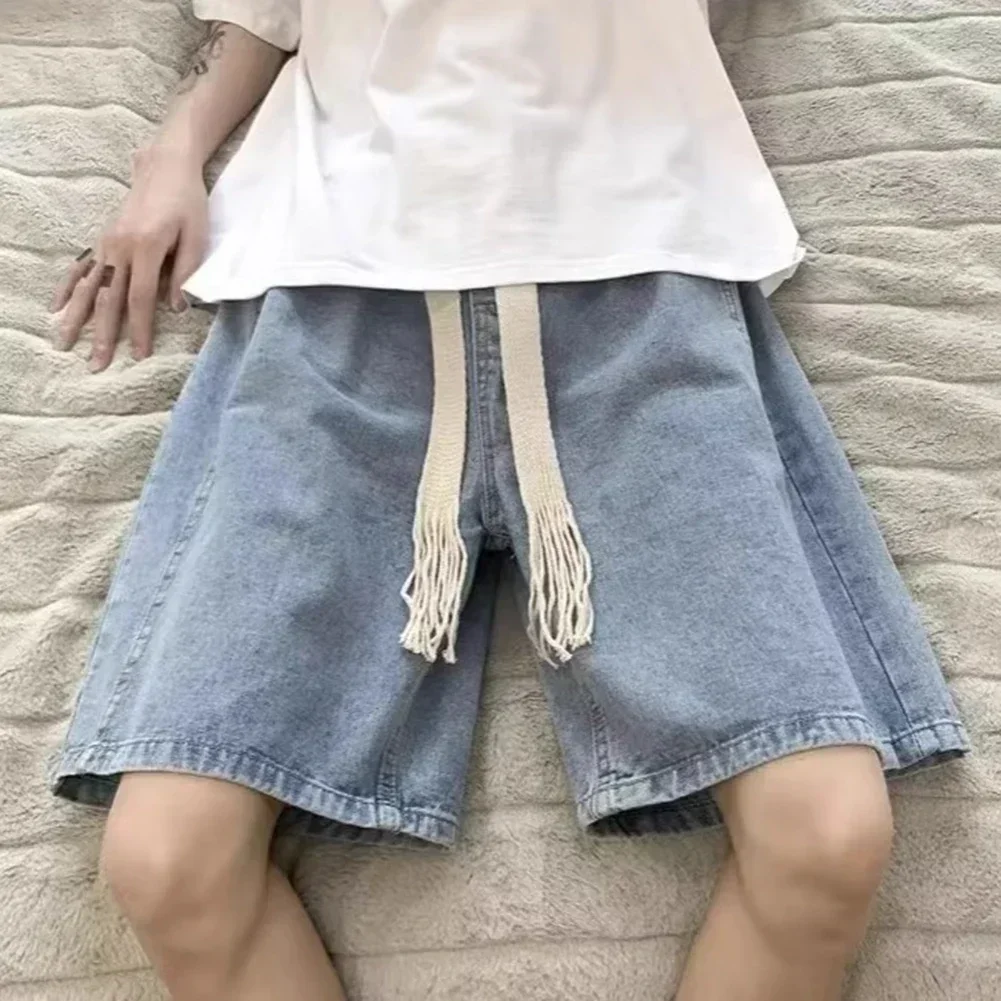 

Everyday Wear Mens Retro Jeans Comfortable Lace Up Summer Shorts Comfortable Everyday Shorts Casual Lace Up Medium Waist Style