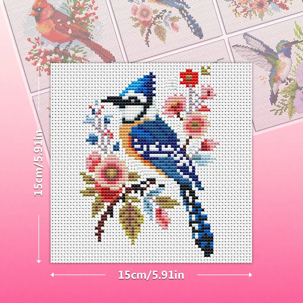 EverShine 10Pcs Cross Stitch Kit Bird DIY Embroidery Flower Animal 11CT Printed Canvas Entry Level Sewing Crafts Christmas Gift