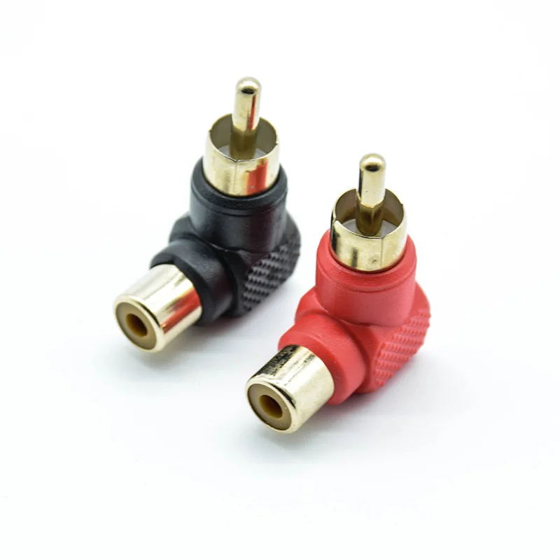 2Pcs  90 Degree Elbow  Audio Adapter Male To Female M/F 90 Degree RCA Right Angle Connector Plug Adapters