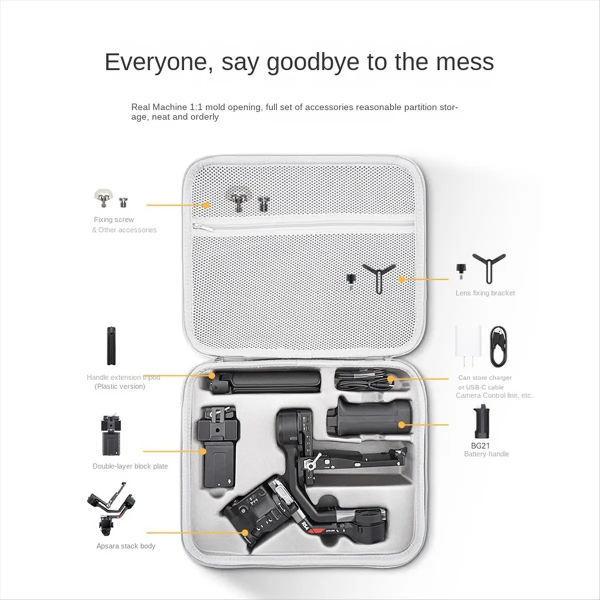 RISE- For DJI Ronin RS 4 Storage Case Gimbal Stabilizer Accessories Handbag RS4 Suitcase Hardshell Black
