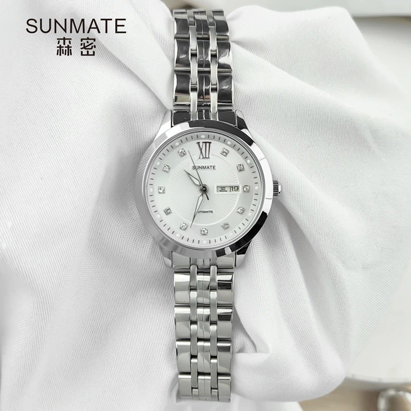 ⚡50% OFF⚡SUNMATE Hot Sale Women's Mechanical Watch Fashion White Diamond Dial Waterproof Women's Gift High-end Luxury Watch