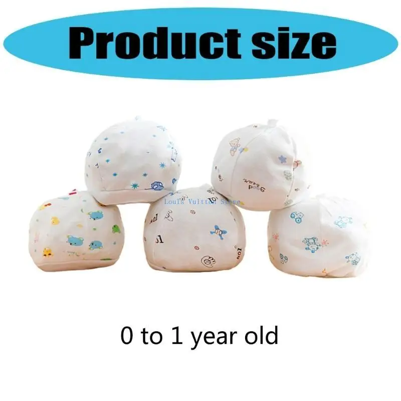 L5YB مجموعة قبعات أطفال مريحة وقابلة للتمدد مكونة من 10 قبعات قطنية قابلة للتنفس لحديثي الولادة لأغطية الرأس على شكل جمجمة للرضع