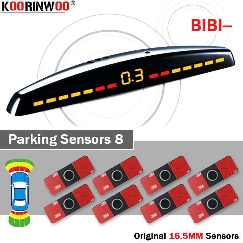 Koorinwoo LCD Car Screen Parktronics For Cars Parking Sensors 8 Front + Back Radars Detector Reverse System Parking Assistance