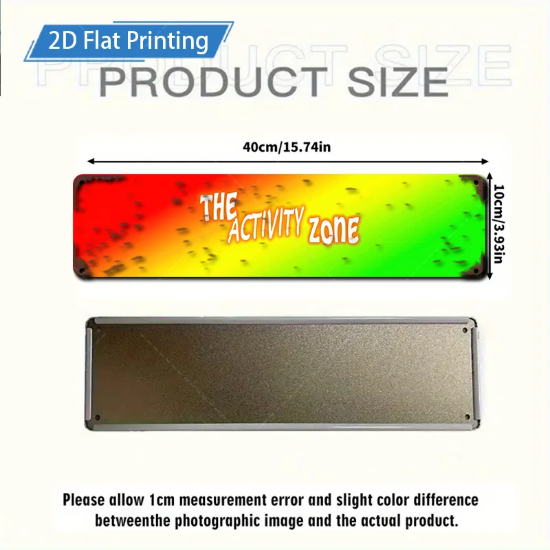 قطعة واحدة من لافتة معدنية، مقاس 4 × 16 بوصة "علامة باب الحظيرة الريفية: "منطقة النشاط" - فن الطباعة المسطحة النابضة بالحياة ثنائية الأبعاد" #2