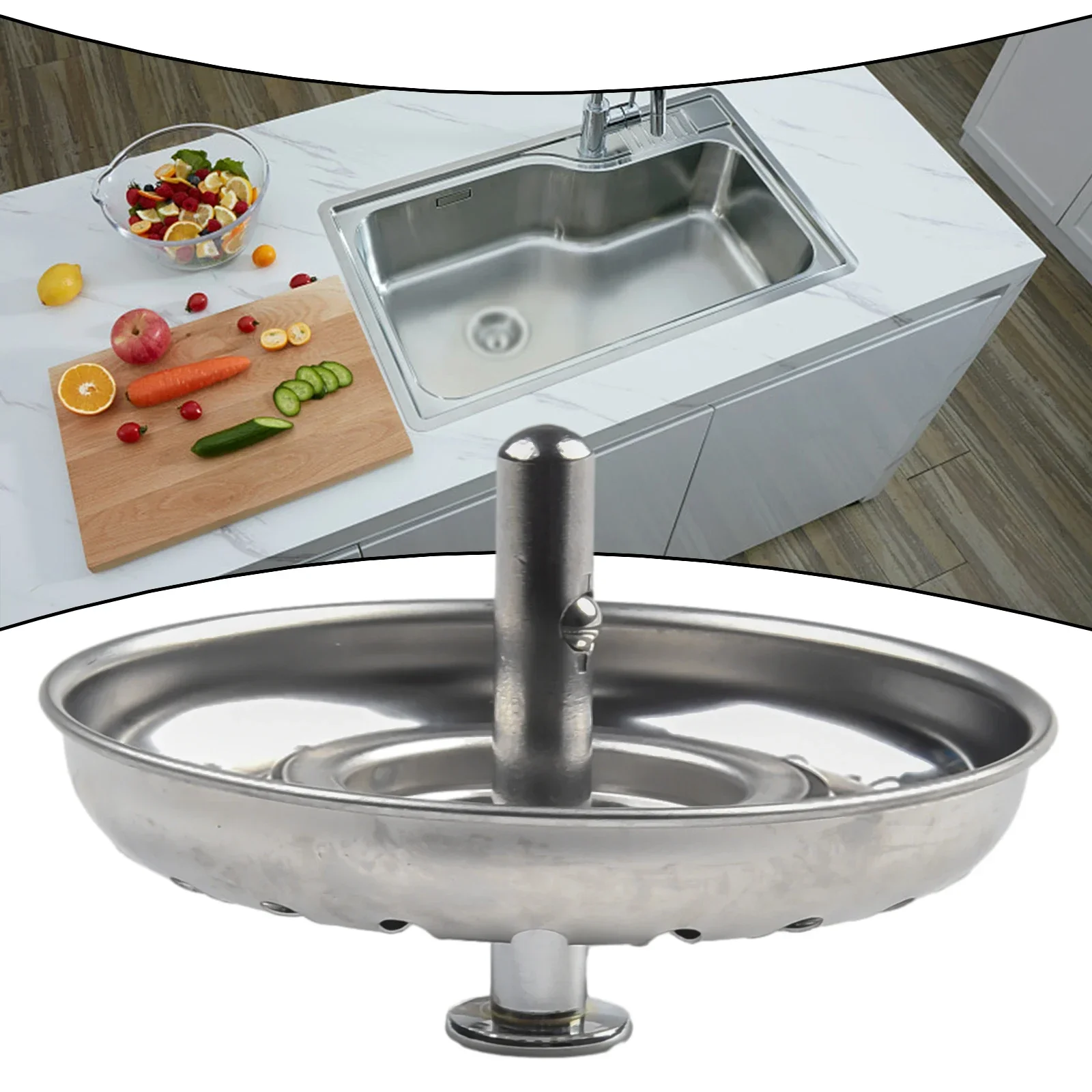 84mm Fixing Pin Bathroom Sinks Sink Strainer Sink Plug Basin Drain Filter Plug Hole Replacement Stainless Steel