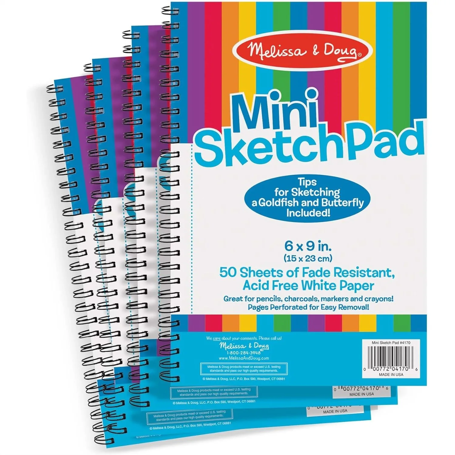 

Mini-Sketch Spiral-Bound Pad 4-Pack for Kids Drawing and Coloring