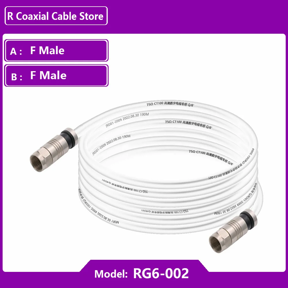 DH RG6 Coaxial Cable Solid copper Double Shielded F Male Connector Audio Video TV digital cable Antenna Internet And Satellite