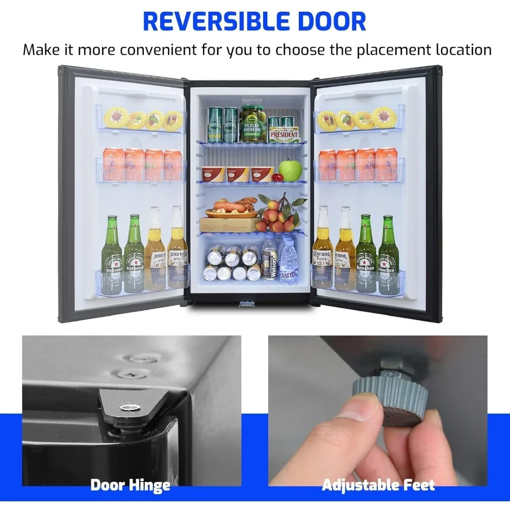 12V RV Refrigerator 1.7 cu.ft, Compact Refrigerator 12V / 110V, Mini Fridge with Lock, Quiet Reversible Door Semi Truck,Customiz