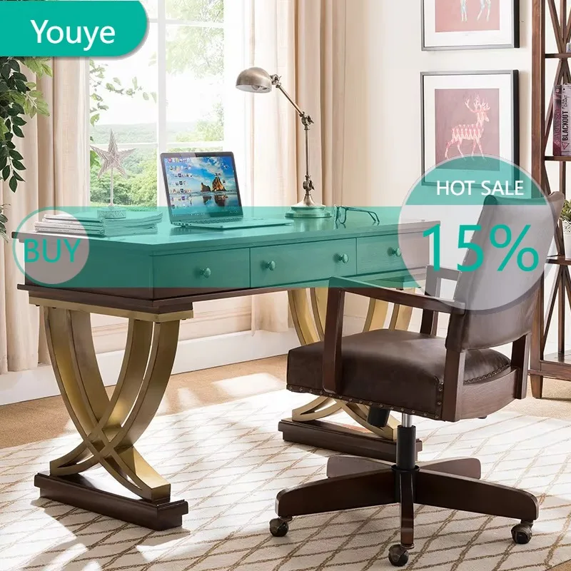 C Wooden Drawer Organizer Computer Desk Standing Home Office Reading Gaming Table Laptop Executive Mesa Para Compuatador Furnitu
