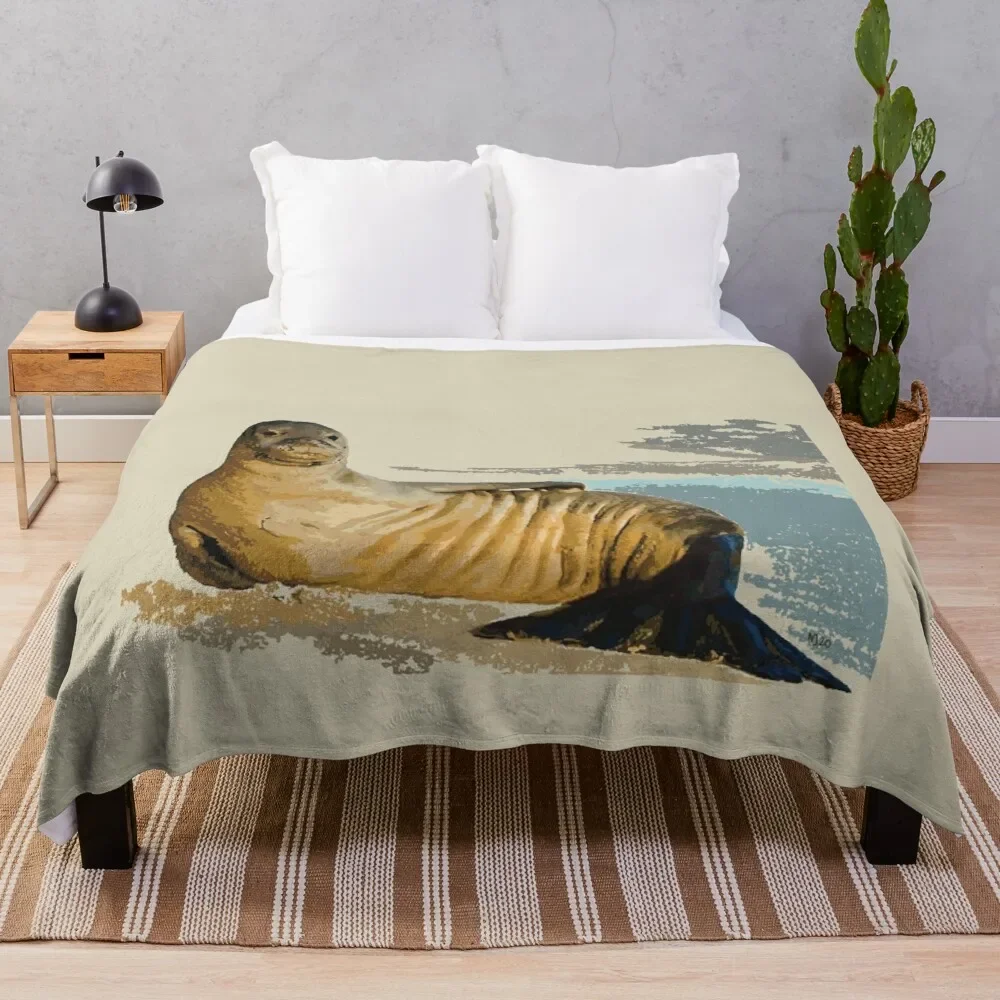 Hawaiian Monk Seal Throw Blanket Soft Plush Plaid Sofa Throw Blankets