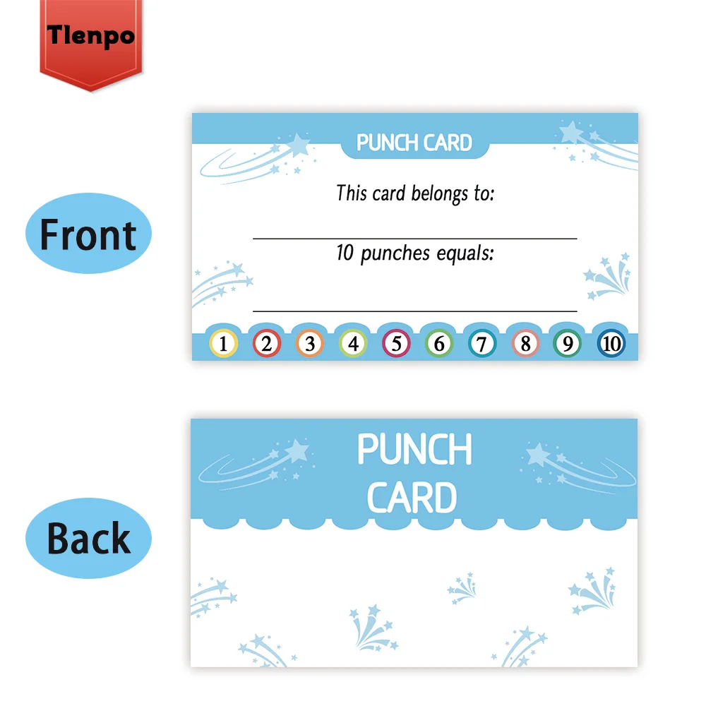 50 Cute Punch Cards ‘Loyalty Reward Cards’, 3.6X2 inch Teacher, Behaviour Reward Cards, Small Cards, Incentive Punch Cards