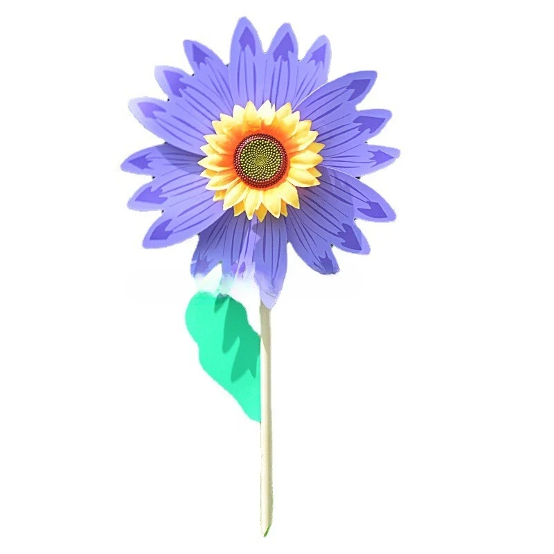 Single-layer sunflower windmill 36cm plastic wooden pole windmill