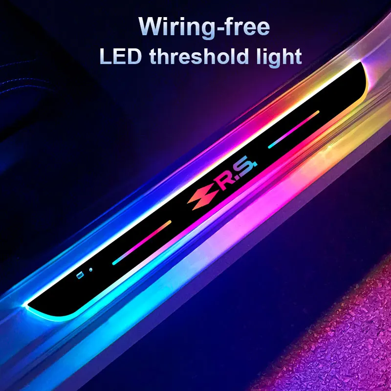 For Renault RS Clio Scenic Logan Megane Koleos Sandero Car door Sill light logo Projector lamp Power Moving LED Welcome Pedal