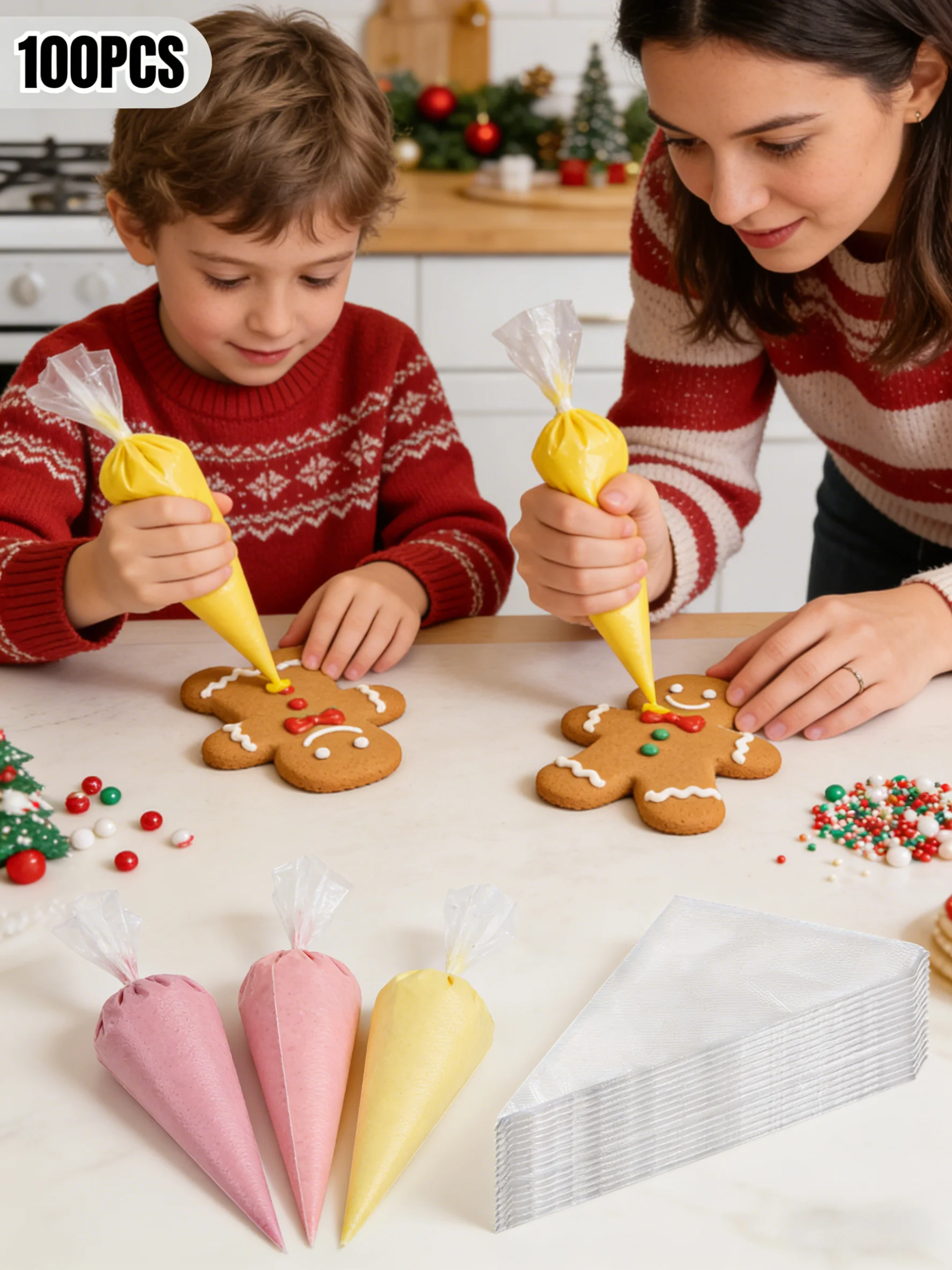 100 Pcs Bulk Piping Bags, Thick & Burst Resistant for Bakeries. 27x17cm, Disposable - Image 3