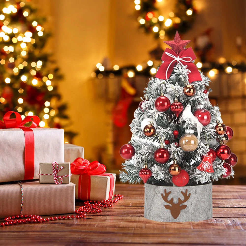 

1Pc 60cm Mini Christmas Tree with Lights DIY Desktop Christmas Decorations New Year Home Party DIY Windows Ornaments Supplies