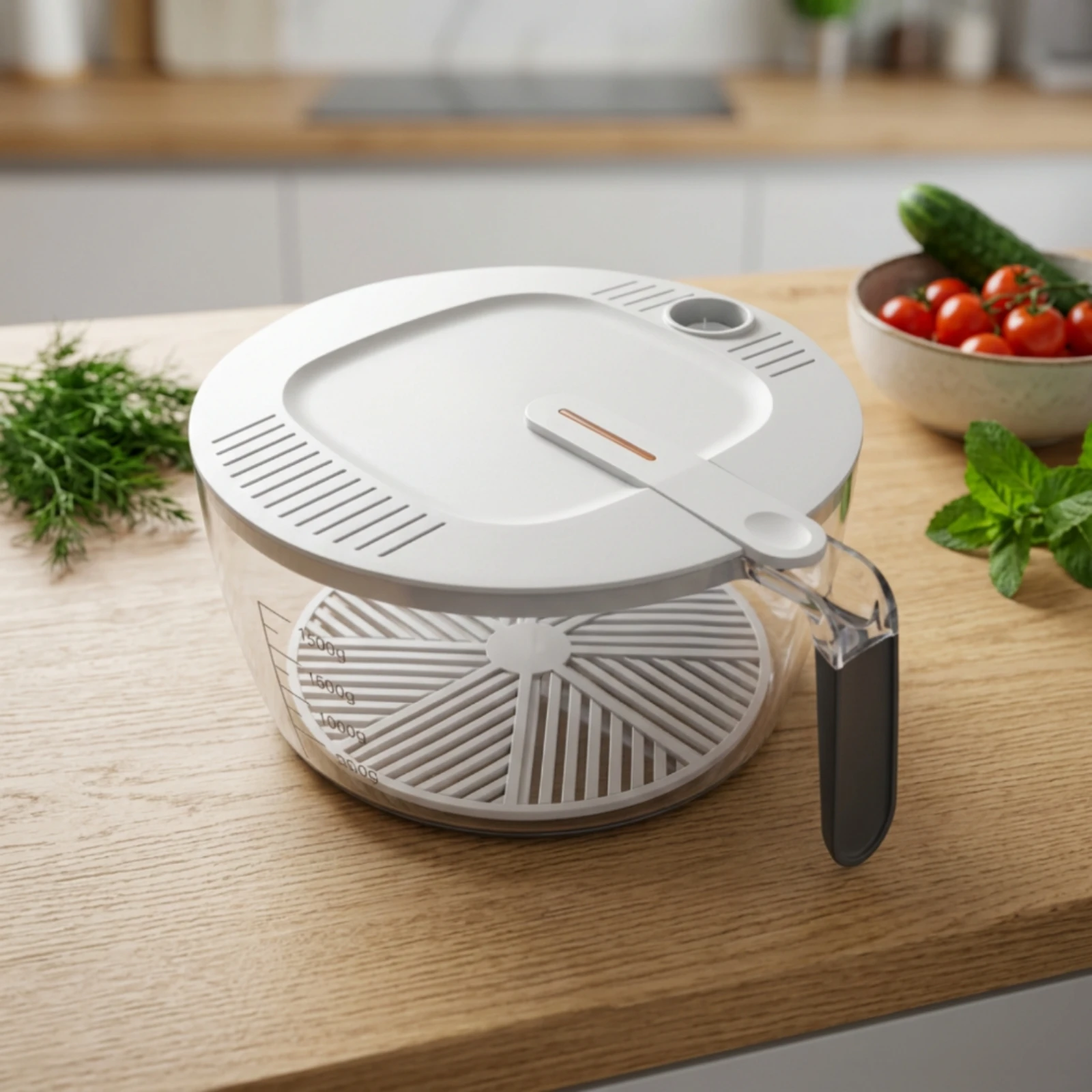 Rice Washing Bowl with Grater Lid Allall-Purpose Draining Bowl with Lid Kitchen Strainer with Handle Graduated Basket Flat-Top