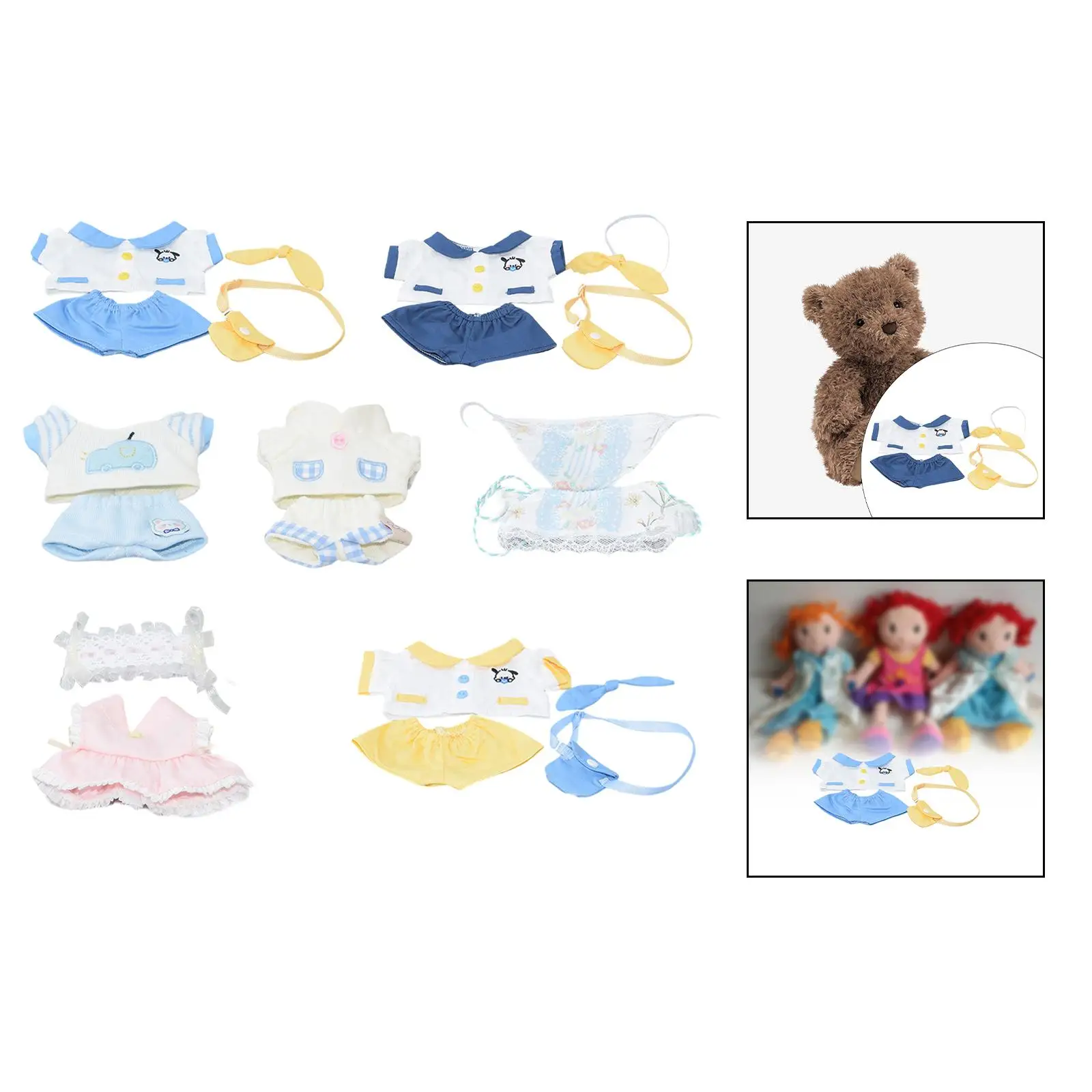 Mini roupas de boneca de pelúcia infantil, moda, presente de aniversário, decoração, roupas casuais, roupas para bonecas 6.69in