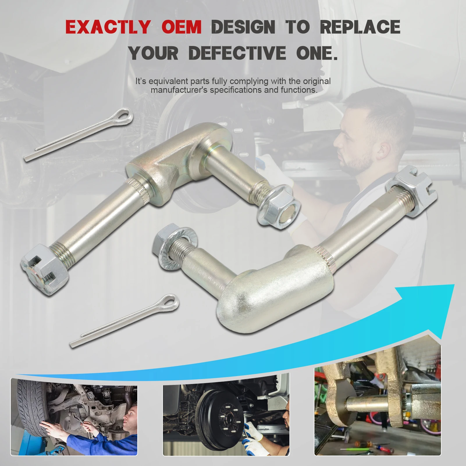 

1 Pair 25429 25430 Rear Lower Shock Mounts with Castle Nut Compatible with 1963-1982 Corvette