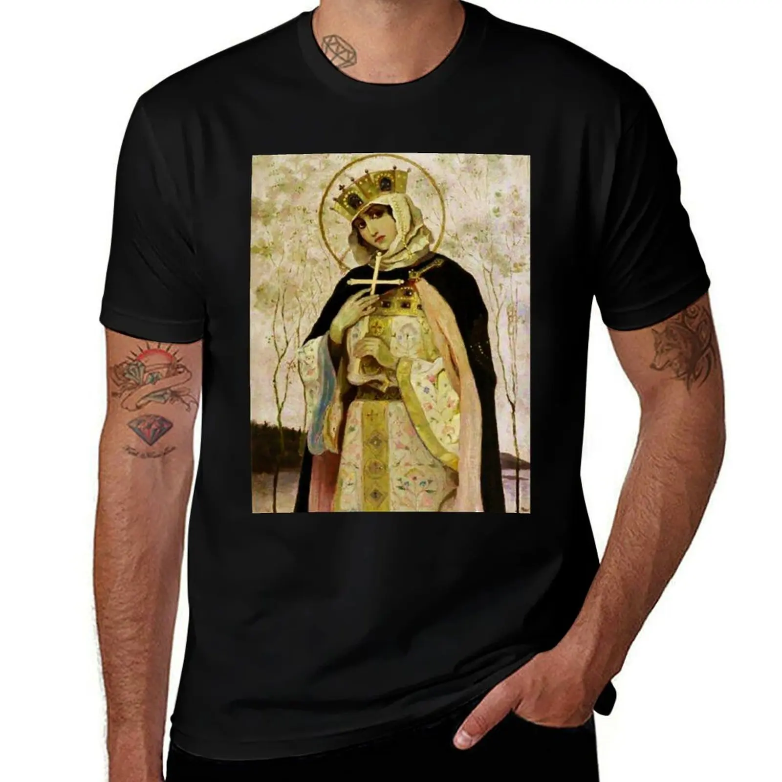 “St Olga” by Mikhail Nesterov T-Shirt Vintage Print Crew Neck Tee T-Shirt