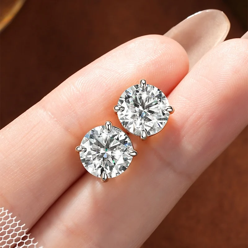 Rrjzz Solitaire Round D-Color 3mm-9mm Moissanit-Ohrstecker für Männer und Frauen 0,1CT-3CT Laborgezüchtete Diamantohrringe GRA Schmuckgeschenke – Detail 15