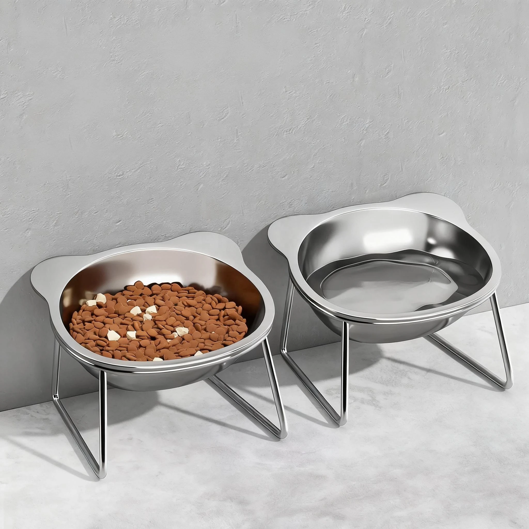 

Повышенные миски для собак, устойчивая к палубе, приподнятая подставка с мисками для корма для собак и воды из нержавеющей стали, тарелка для литья литья для маленьких и больших собак