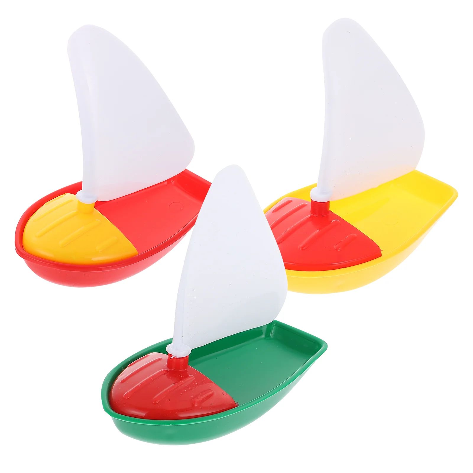 1 Set 3pcs Mini Plastic Sailing Boat Toys Kids Bath Toys Bathtub Toys for Children Todders Kids (Assorted Color, Small + Middle