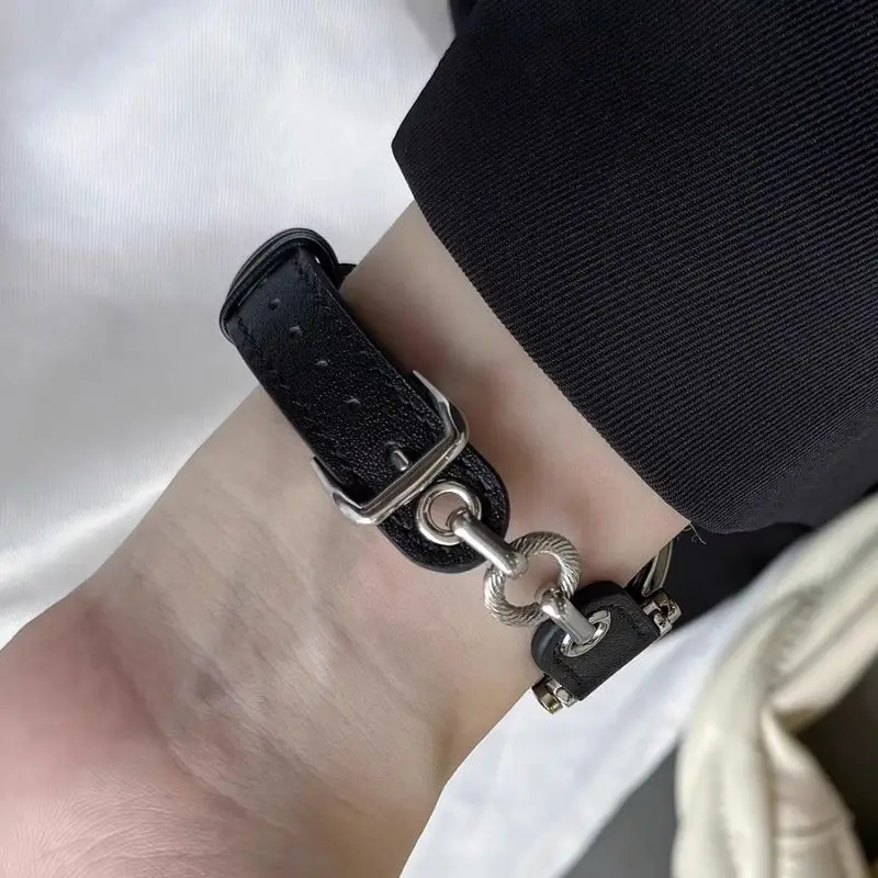 Couro de couro fino de metal adequado para pulseiras HW Watch Fit3/Fit4 e pulseiras HW Band 8/9/10NFC feitas à mão