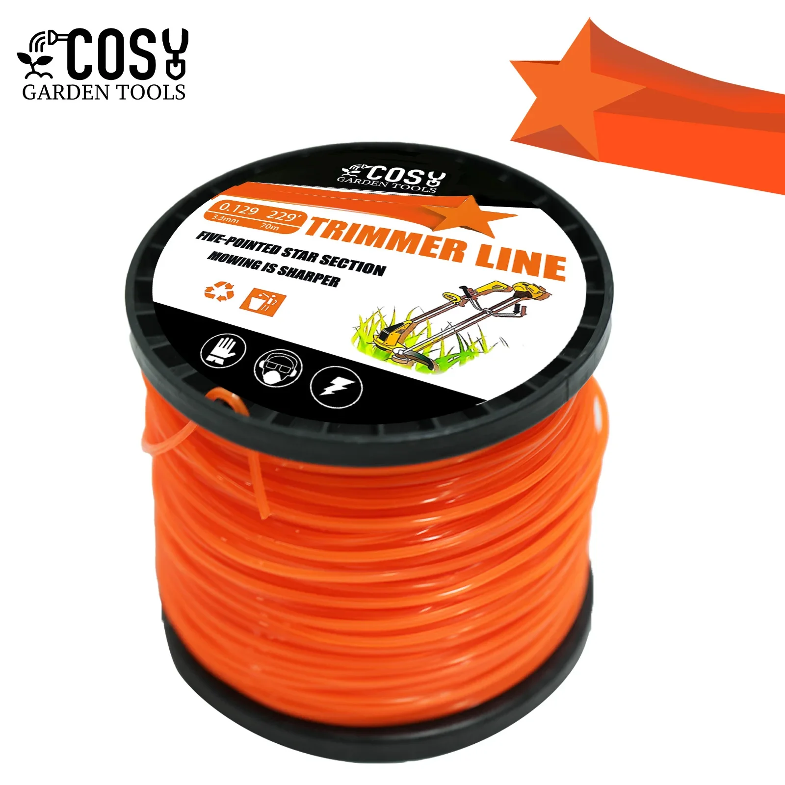 4.0mmx46m Pentagram Nylon Mowing Trimmer Line Trimmer Head String for Grass Trimmer Roll Grass Rope Line Lawn Mower Accessories