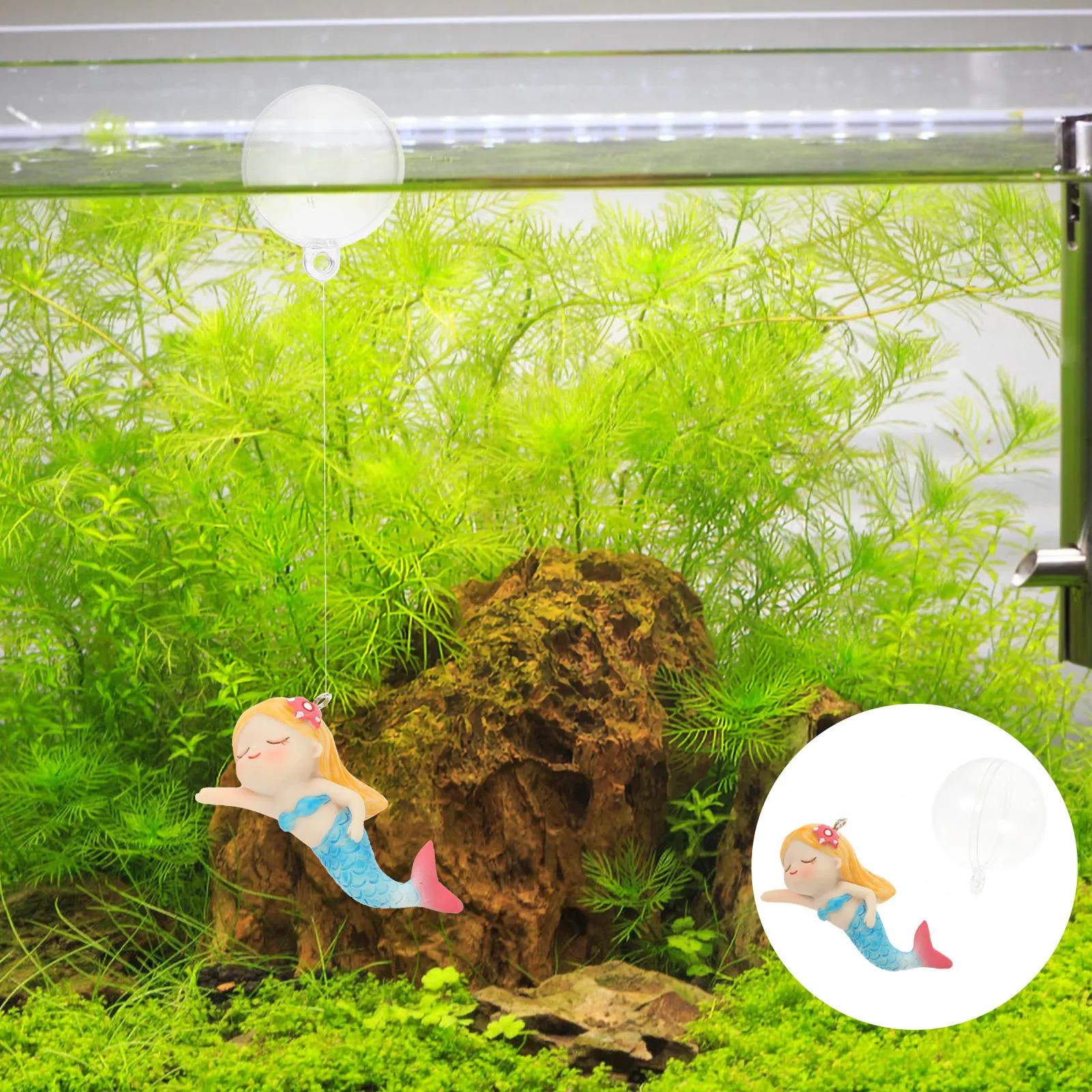 

Wear-Resistant Mermaid Aquarium Decor Adorable Fish Tank Ornament Chic Desktop Mermaid Accessory for Home Office Wedding