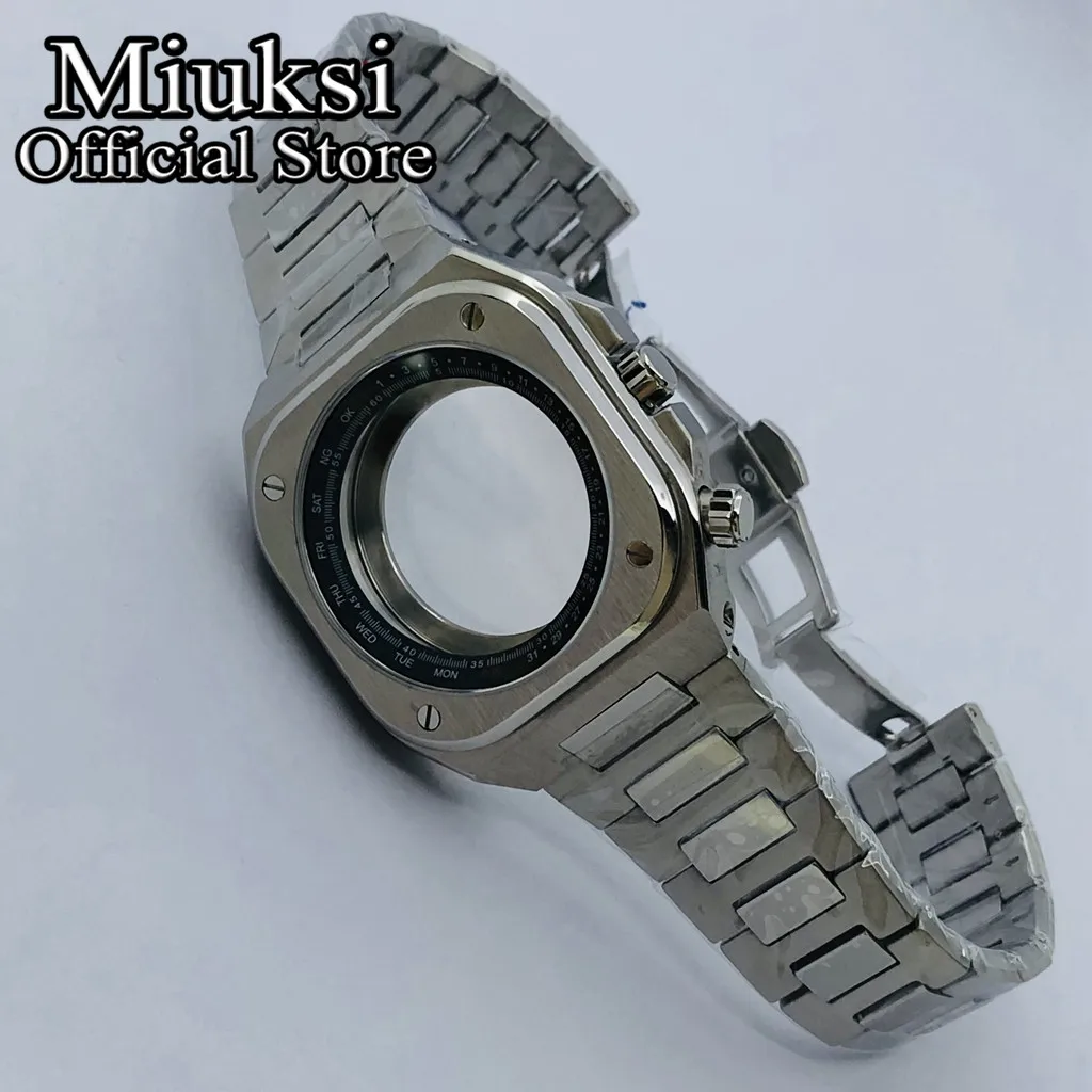 Miuksi 42mm silver stainless steel case sapphire glass fit NH35 NH36 movement