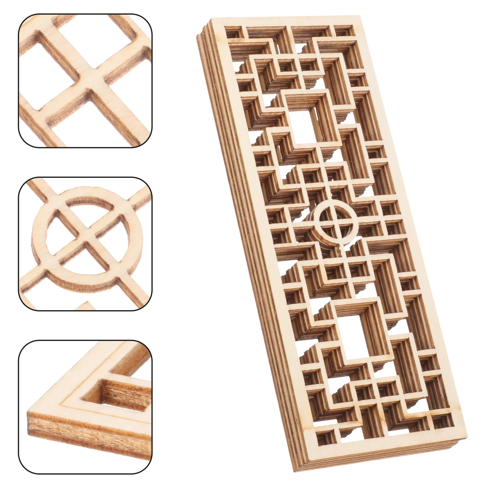 

5 Pcs Panel House Screen Decor Tabletop Accessories Wood Dollhouse Door Mini Model