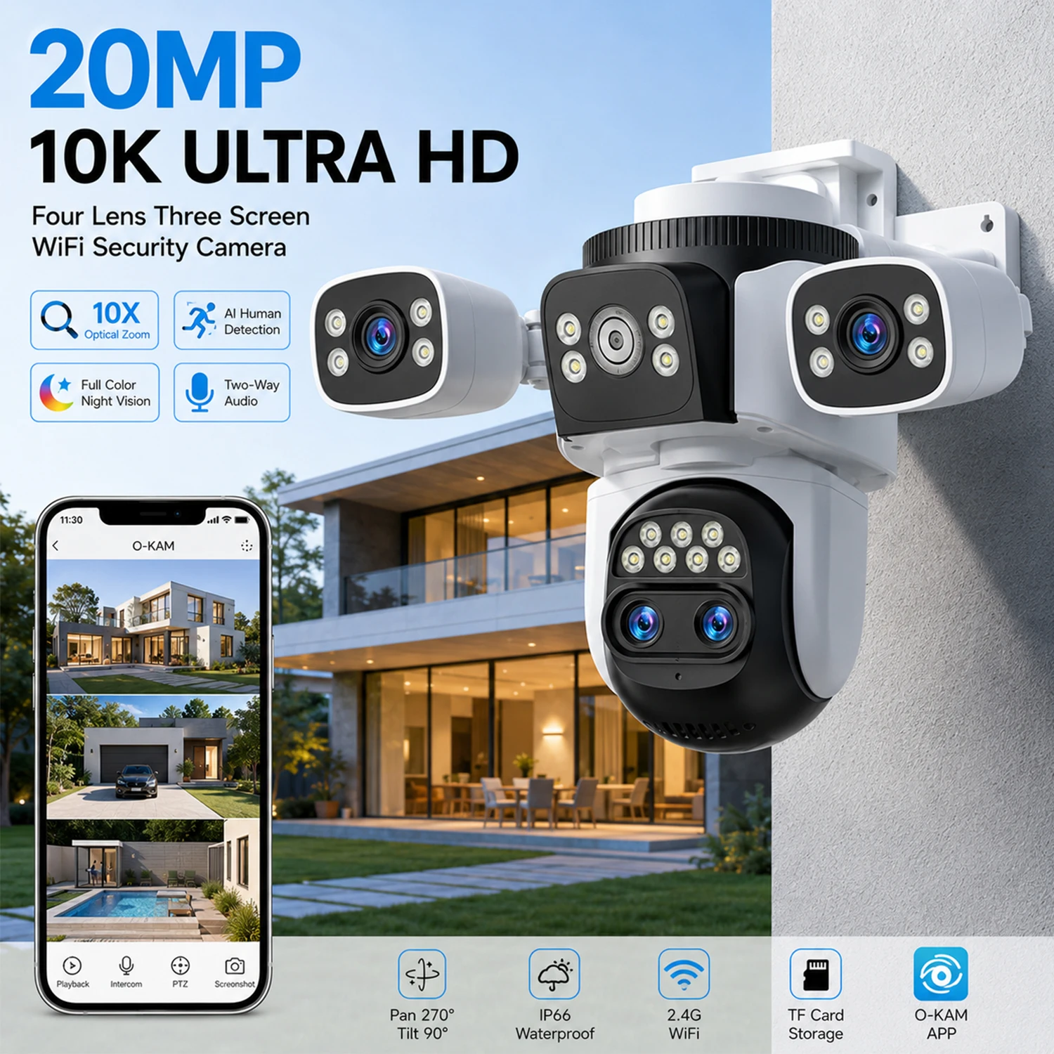 Home Security Video Systems - Cámara de Seguridad WiFi PTZ AUBERON