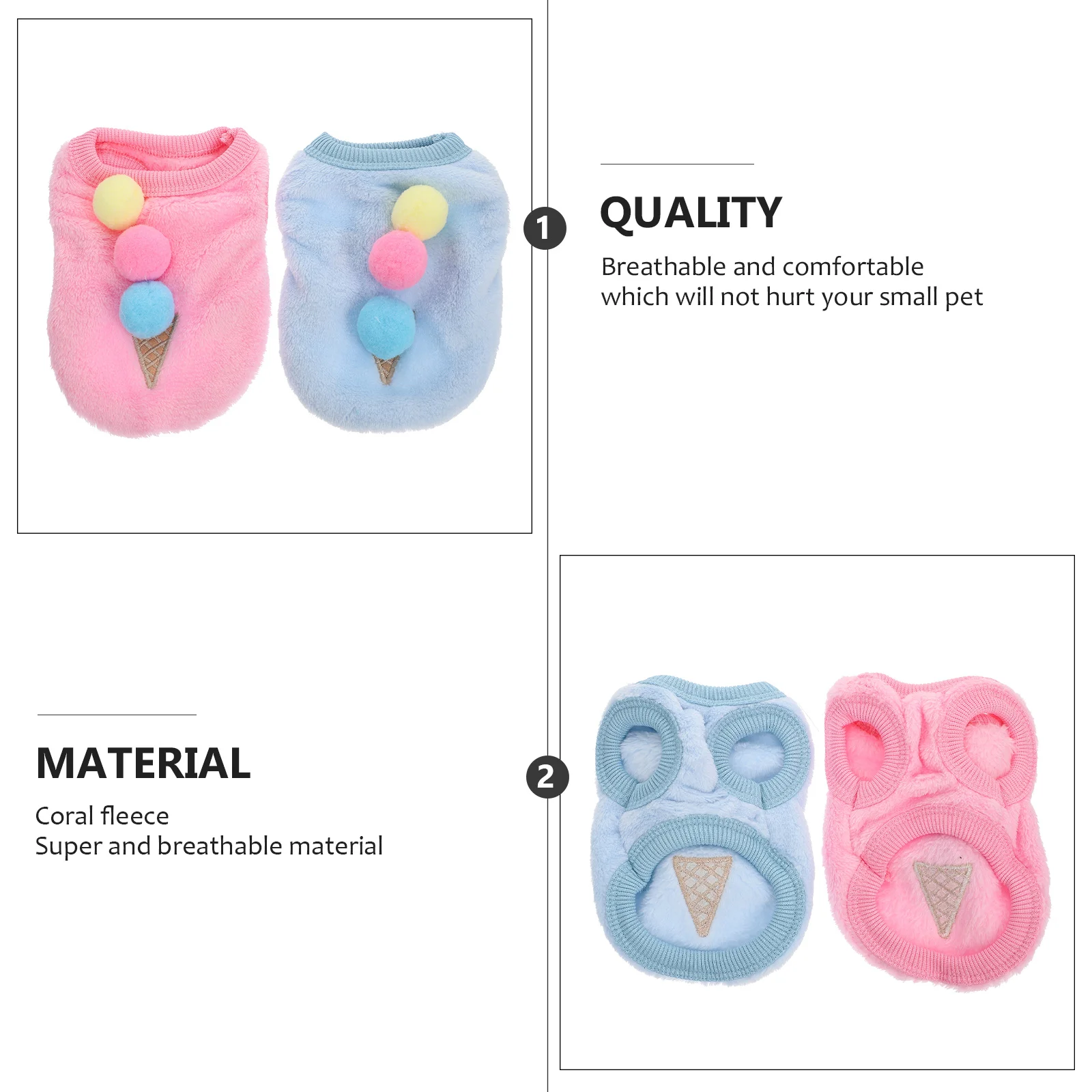 

2Pcs Ice Cream Pattern Bunny Vests Rabbit Clothes Pet Costume Breathable Comfortable Pet Apparel for Parties Small Pets