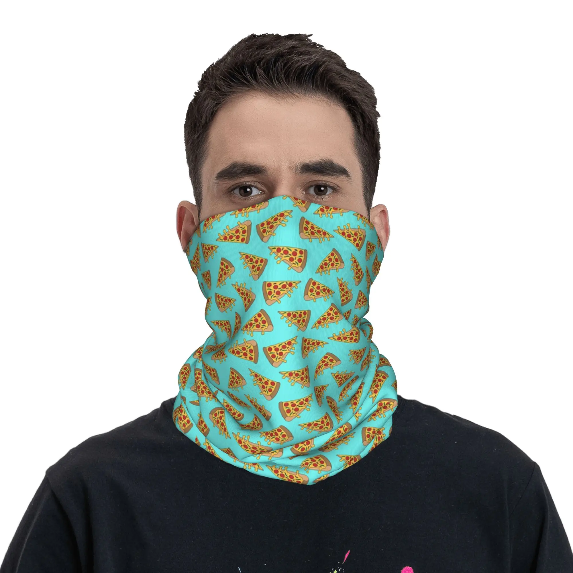 

Pizza Pepperoni Slice Print Design Bandana Neck Cover Printed Face Scarf Headwear Cycling Unisex Adult Breathable