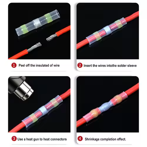 10 ~ 500pcs Solder Seal  Wire Connectors Kit Heat Shrink Butt Crimp Terminals Waterproof Electrical Cable Splice Connector - Image 5