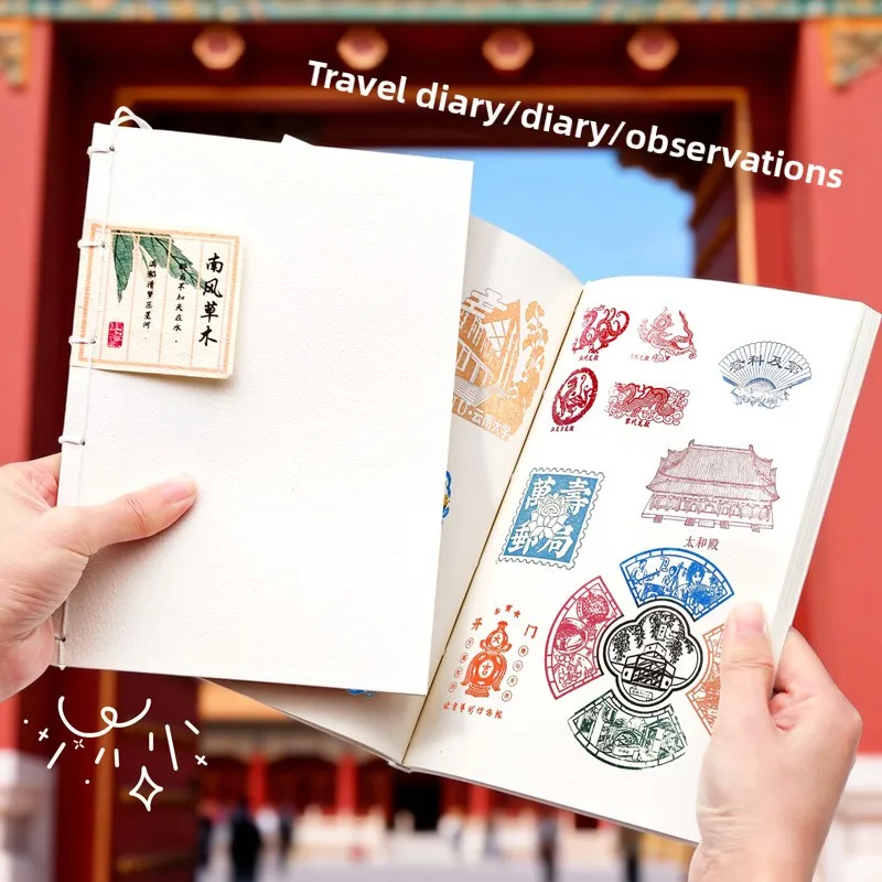 Carnet d'album épais et vierge pour collection de timbres, souvenir de voyage, enregistrement et scrapbooking, au design artistique vintage et thème muséal