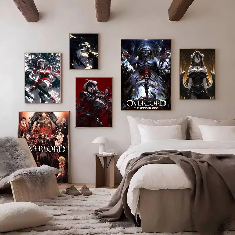 OVERLORD ANIME Movie Sticky Posters Fancy Wall Sticker for Living Room Bar Decoration Vintage Decorative Painting