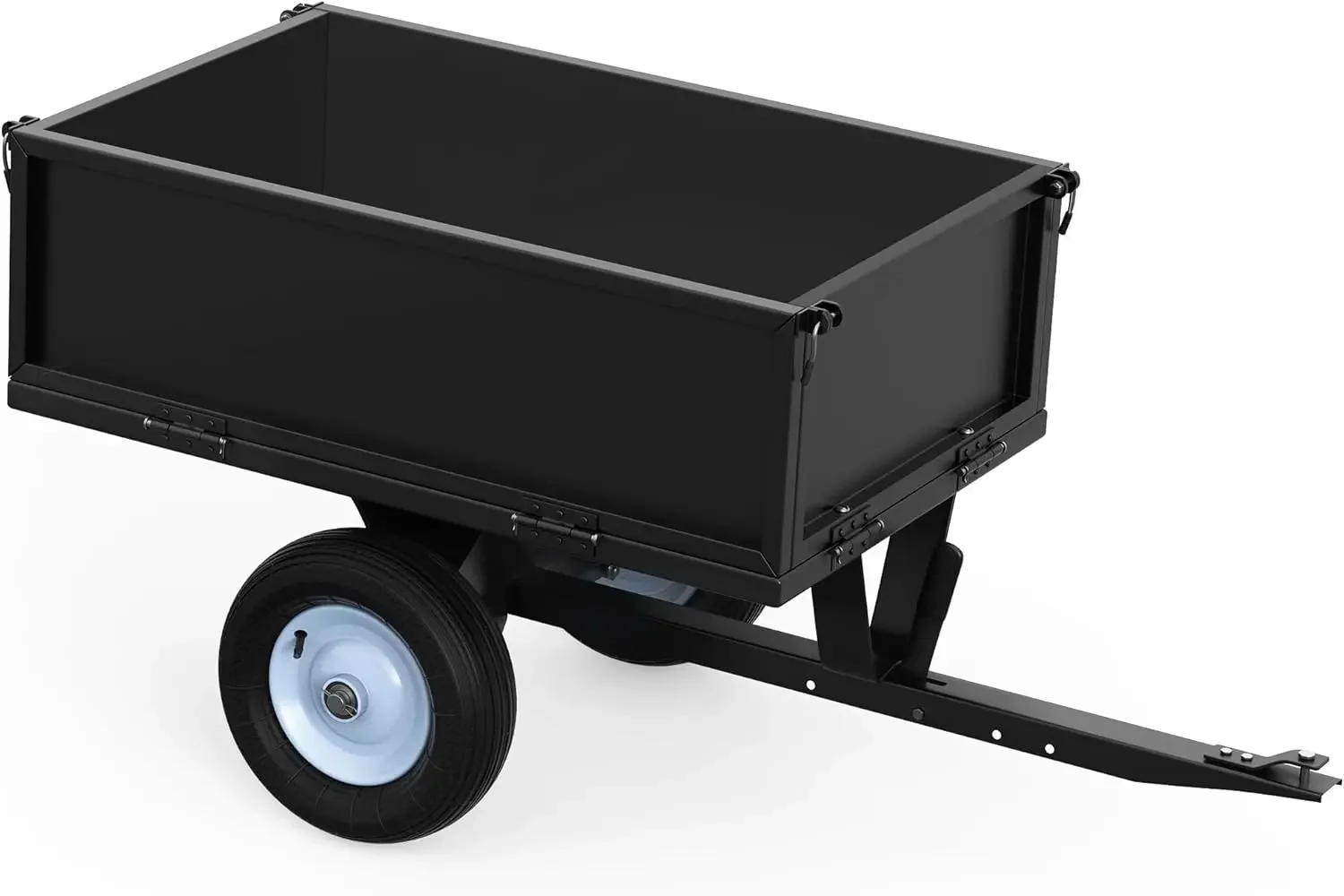 500lbs Heavy-Duty Tow Behind Dump Cart for Lawn Garden Tractor & ATV Trailer, Black