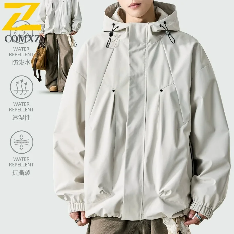 comxz-メンズジャケットファッションフード付きアウトドアアドベンチャー多機能オートバイジャケットストリートスタイル軽量冬の新しい服