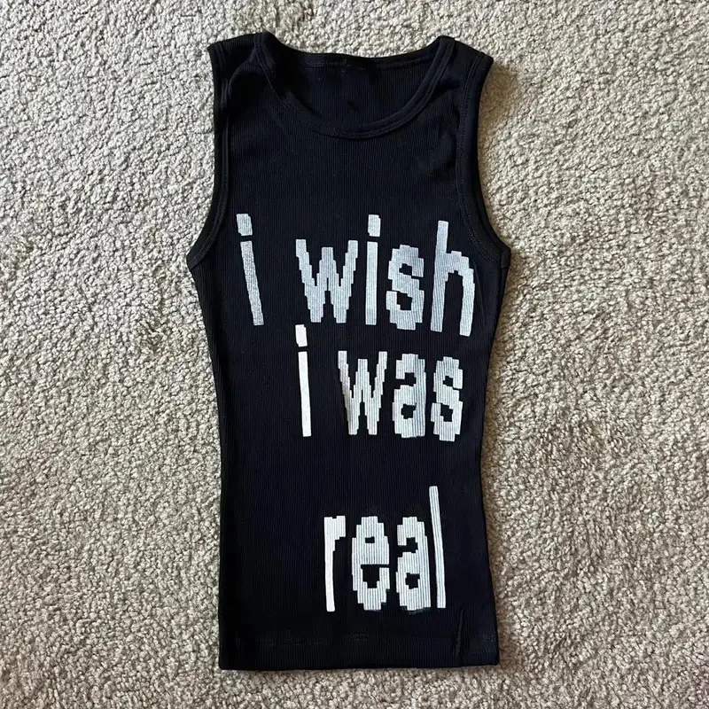 

Y2K Summer Thin Women Clothing Female Daily Letter Printing Camisole Maiden High Street Tank Tops Fashion Simple Casual Singlet